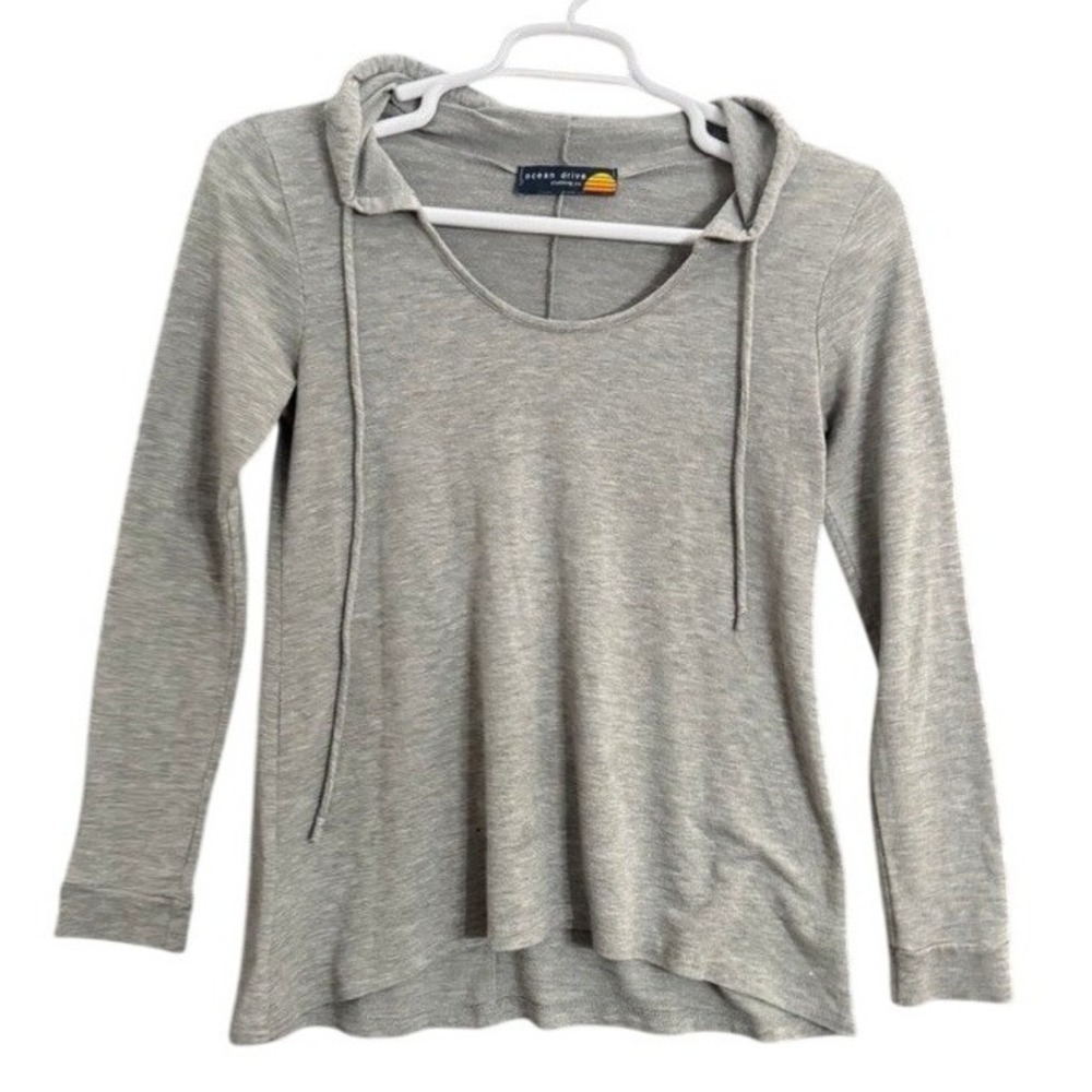 Ocean Drive Clothing Co Gray Hoodie Long Sleeve Drawstring Pullover Top Medium
